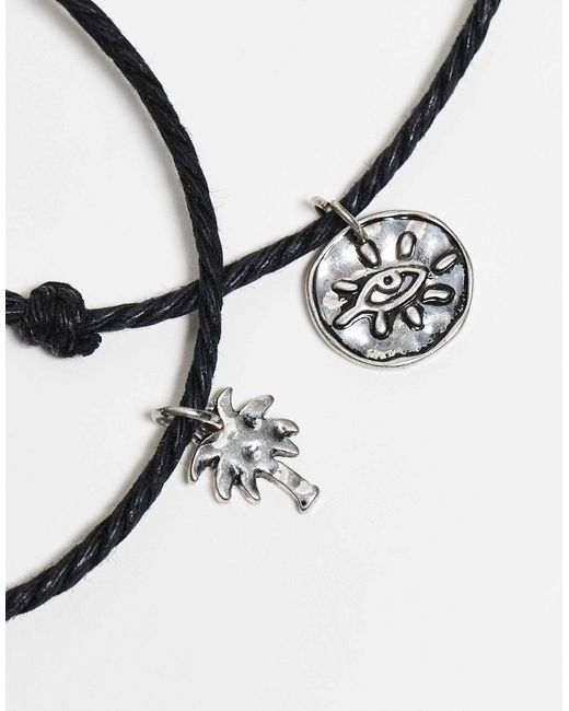 Classics 77 White Pack Of Two Cord Pendant Bracelets for men
