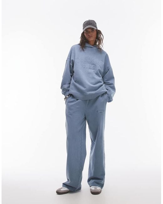 TOPSHOP Blue Graphic St Germain Straight Leg Trackies