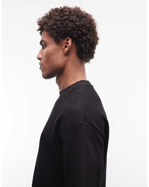 PEGADOR Black Signar Oversized Rib T-shirt Co-ord for men