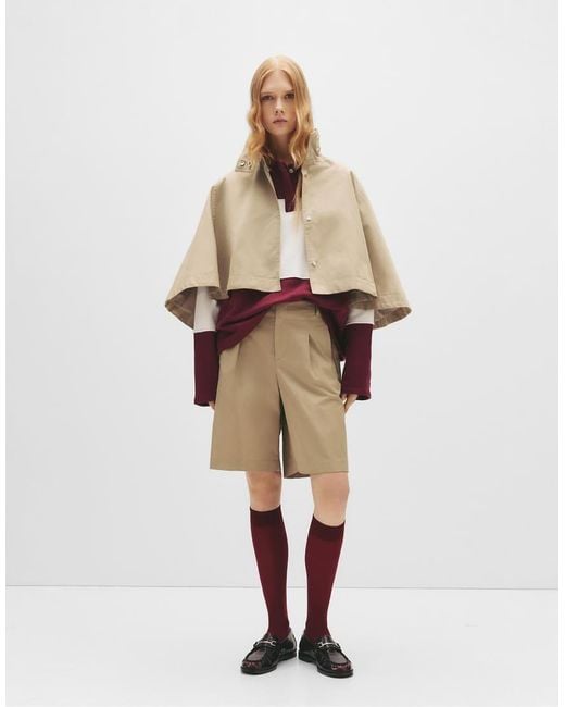 Mantella Corta Color Sabbia di Pull&Bear in Natural