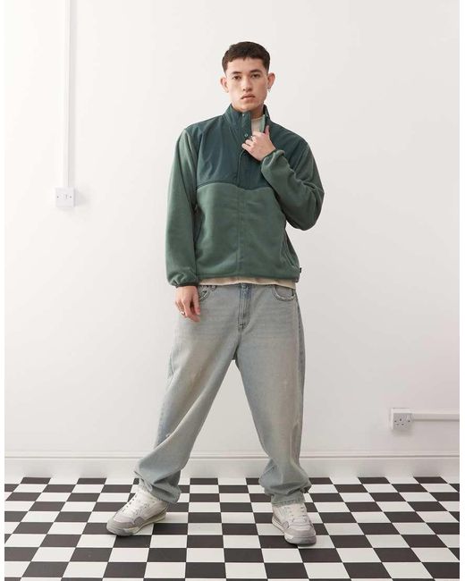 Vans Green Ranford Polar Half Zip Fleece Jacket for men