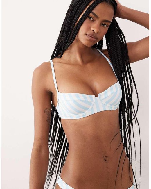 Free Society Brown Deckchair Stripe Underwire Bikini Top