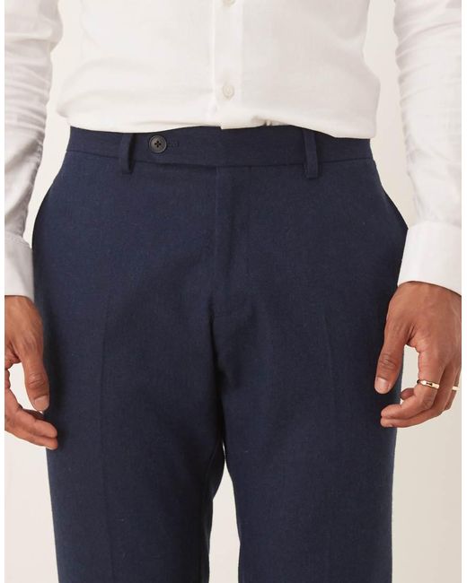ASOS Blue Slim Suit Pants With Wool for men