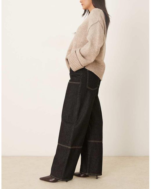 Mango Natural Sandra 100% Cotton Barrel Leg Jean With Seam Detail