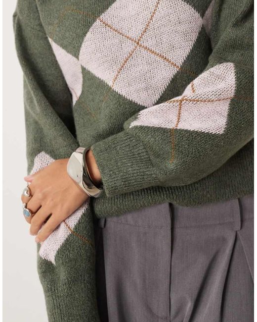 Vila Multicolor Pastel Check Knitted Jumper