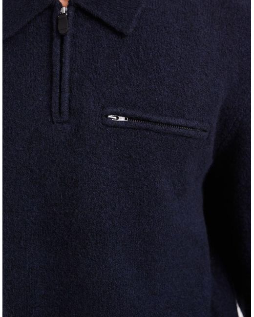 Levi's Blue Collared Half Zip Knitted Jumper for men
