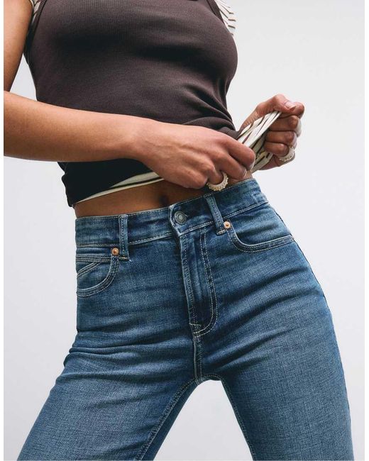 Stradivarius Blue D74 Bell Bottom Jeans With Split