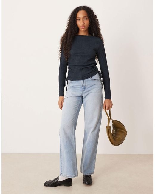 ASOS Blue Bubble Texture Long Sleeve Top