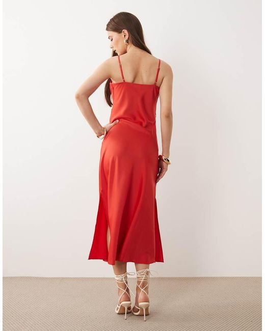 Y.A.S Red Satin Cami Midi Dress