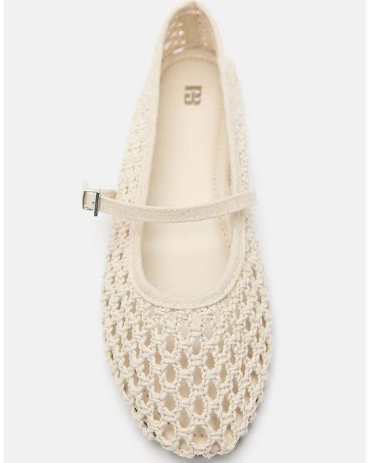 Pull&Bear Ballerina's Van Mesh in het Natural