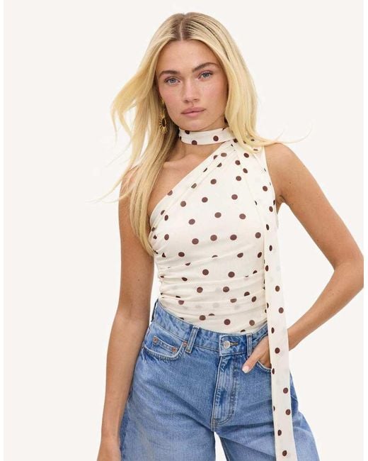 Loavies Blue Painted Skies Off- Top With Polka Dots