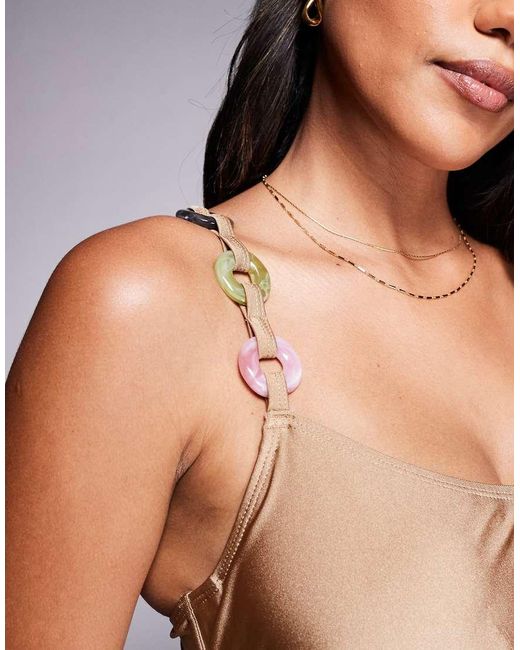 ASOS Gray Fuller Bust Tina Resin Hidden Underwire Bikini Top