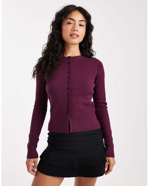 Threadbare Red Button Through Compact Cardigan