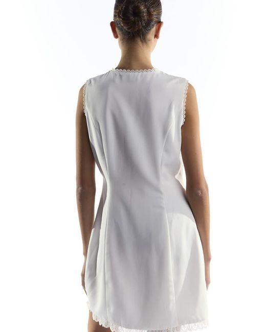 Collective The Label White Sleeveless Mini Shift Dress With Trim
