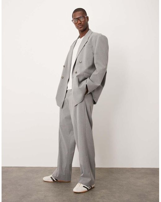ASOS Pantalon Met Wijde Pijpen, Krijtstreep En Elastische Taille in het Gray voor heren