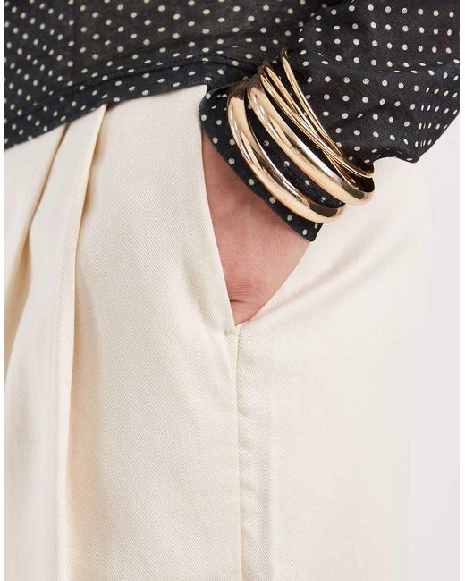 Object White Wide Leg Pleated Trouser