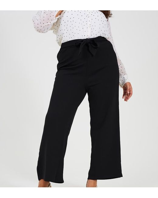 Brave Soul Black Curve Bootcut Trousers With Tie Belt