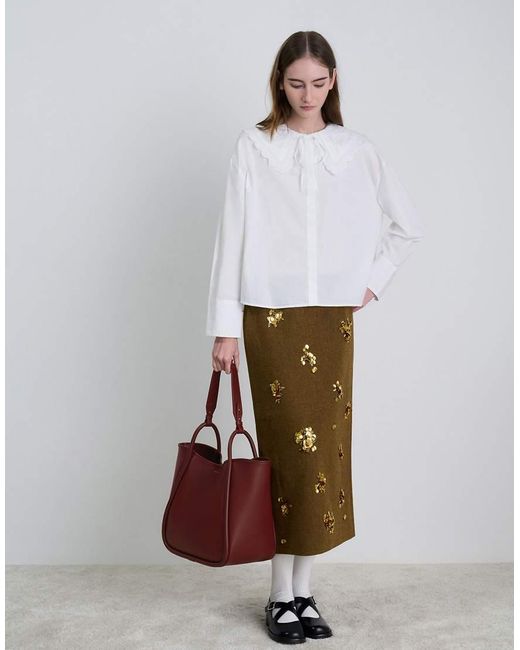 Charles & Keith Red Lyla Tubular Slouchy Tote Bag