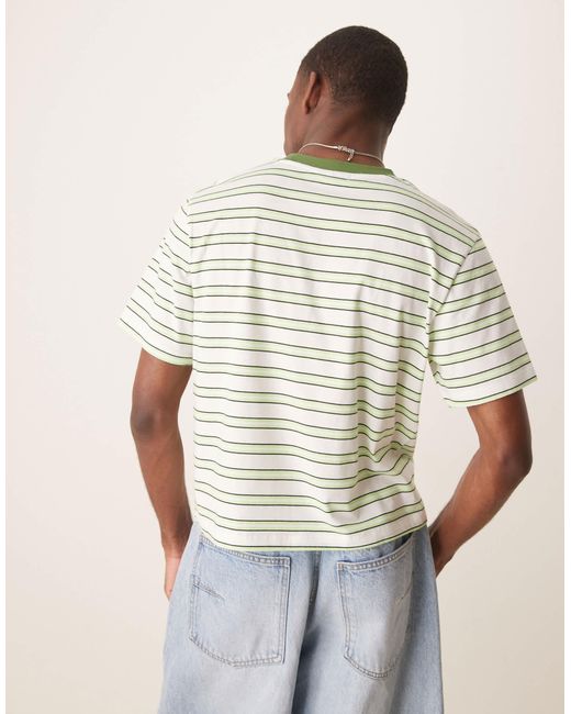 ASOS Natural Cropped T-shirt With Puff Text Graphic for men