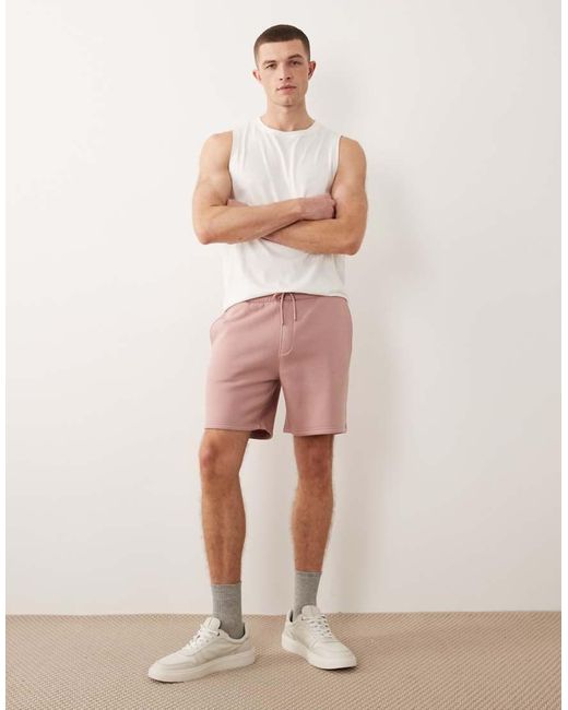 ASOS Natural Essentials Slim Mid Length Jersey Shorts for men