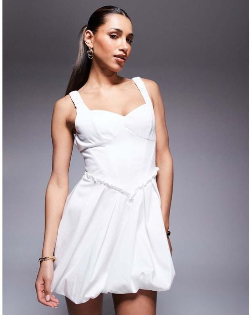 River Island Gray Strappy Puffball Dress