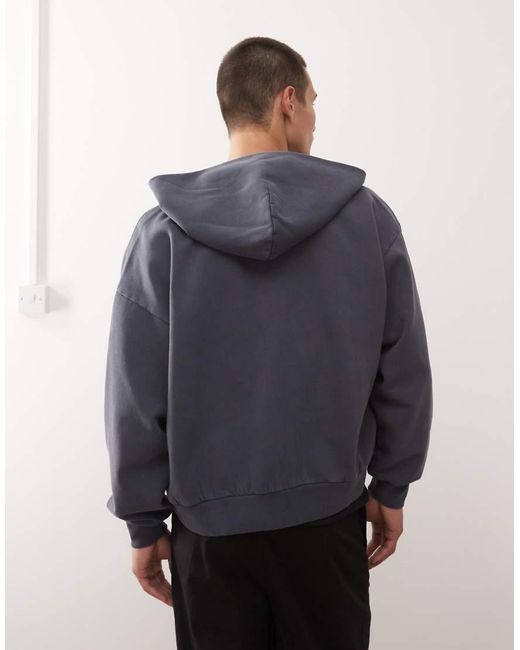 Weekday Blue Oversized Zip Through Hoodie for men