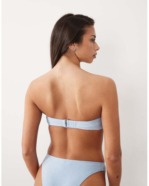 South Beach Blue Glitter Bandeau Bikini Top