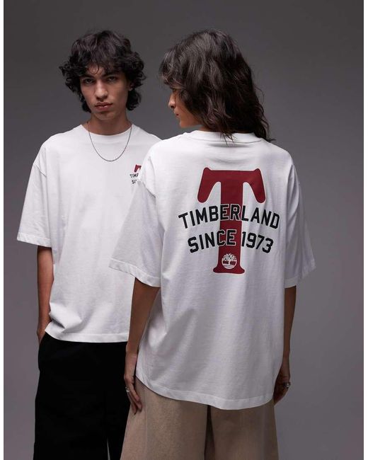 Camiseta Blanca Extragrande Con Estampado En La Espalda Big T De Timberland de color White