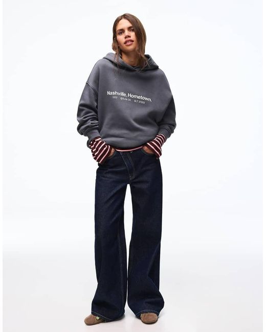 Bershka Gray Printed Hoodie
