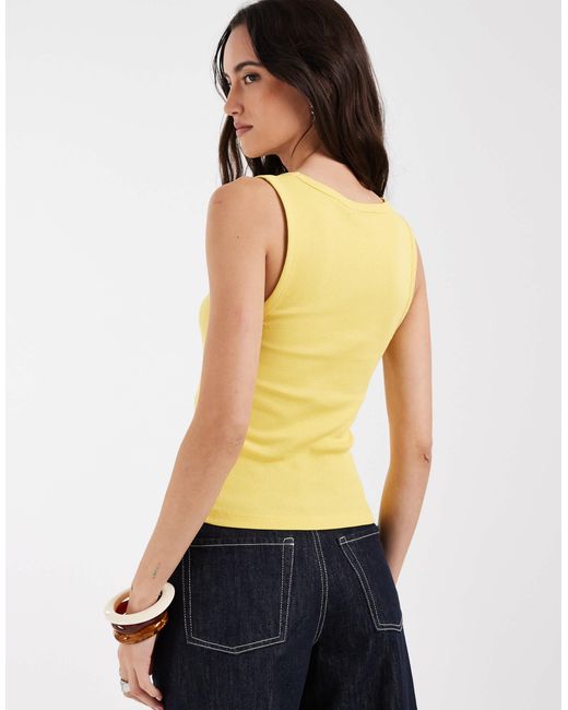 ASOS Black Thick Binding Rib Scoop Neck Singlet