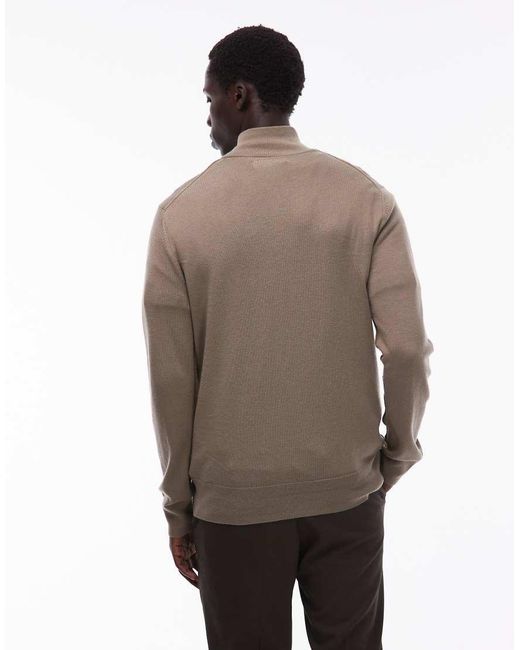 AllSaints Brown Kilburn Quarter-zip Jumper for men