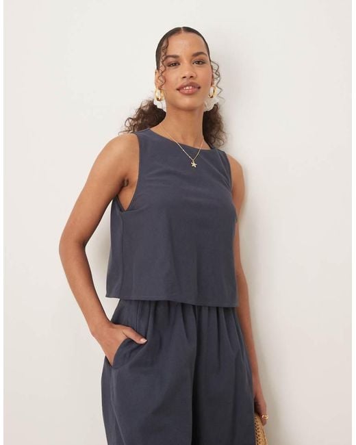ASOS Blue Double Layer Jumpsuit With Open Back