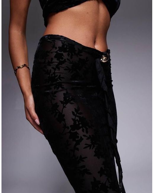 SIMMI Gray Daphne Devore Maxi Skirt