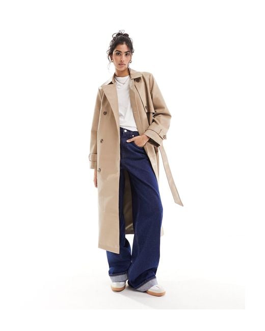 Vero Moda Natural Leather Look Belted Trench Coat