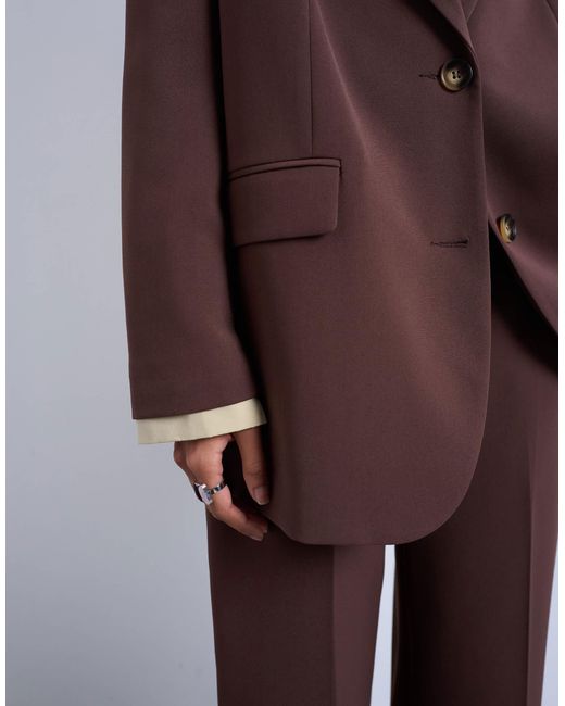 Blazer d'ensemble coupe décontractée à 2 boutons - chocolat TOPSHOP en coloris Brown