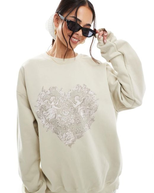 Miss Selfridge White Angel Tapestry Oversized Jumper