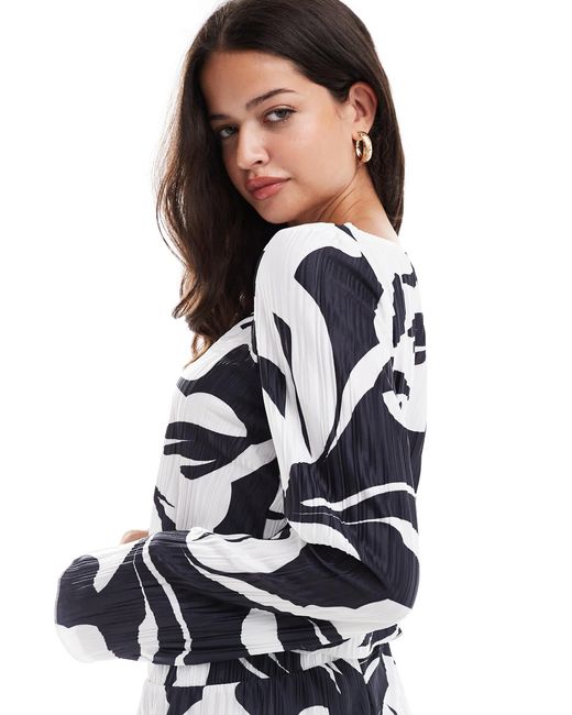 Y.a.s - crop top d'ensemble plissé à imprimé - et blanc Y.A.S en coloris Black