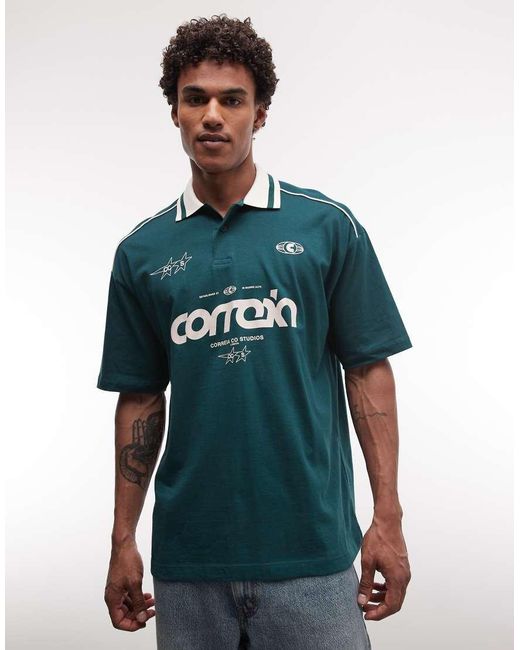 ASOS Green Oversized Sport Polo for men