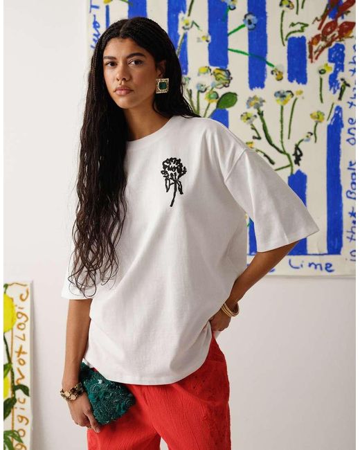 TOPSHOP White Graphic Bradley.b Back Print T-shirt