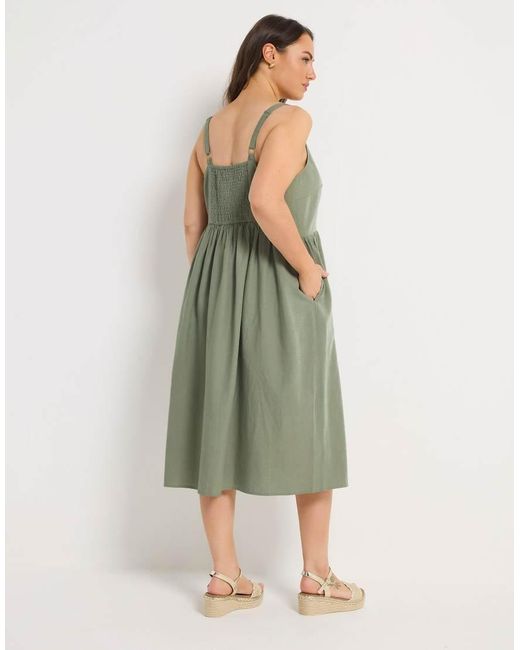 Yours Clothing Green Linen Sundress