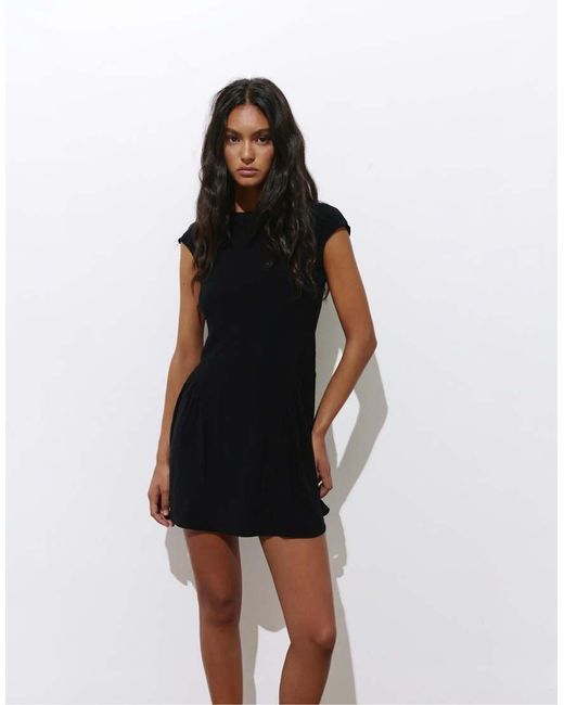 Pull&Bear Black Short Gathered Dress
