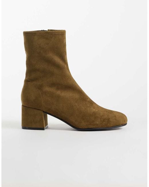 ASOS Green Ronan Block Heel Ankle Boots
