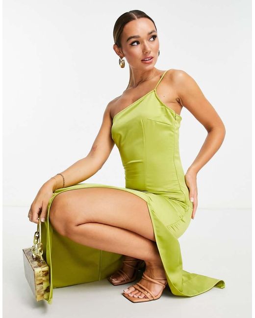Vestito Monospalla Lungo Con Spacco di Extro & Vert in Green