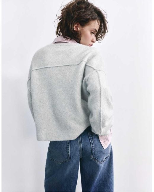 Pull&Bear White Soft Knit Cardigan