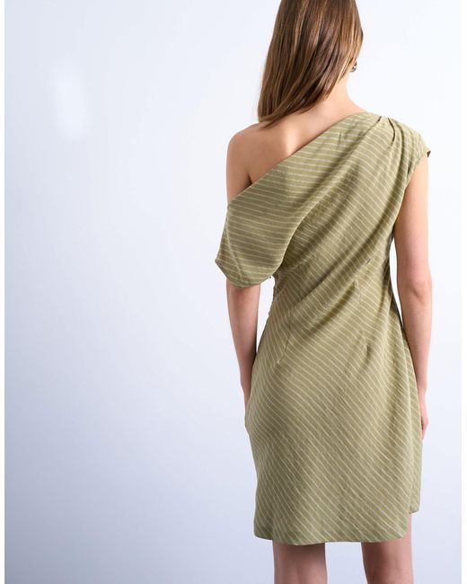 TOPSHOP Brown Cinched Waist Grown On Neck Mini Dress