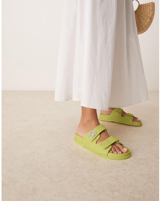 ASOS Natural Fawn Footbed Sliders With Twist Lock
