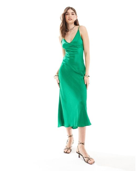 ASOS Green High Apex Slip Maxi Dress