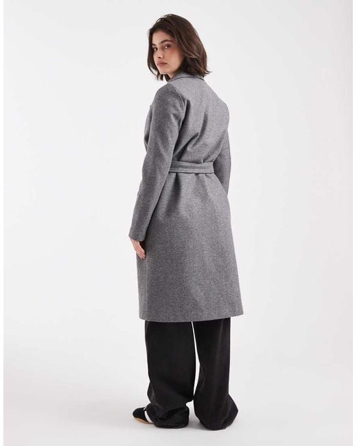 Vero Moda Gray Belted Formal Midi Coat