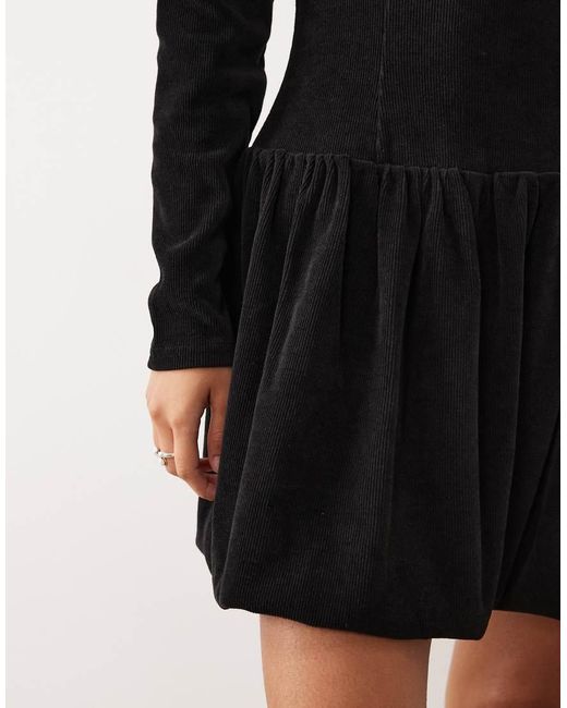 ASOS Black Cord Dropped Waist Bubble Hem Mini