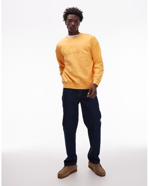 Topman Orange Oversized Fit Sweatshirt With Swimming Club Embroidery for men